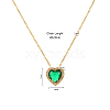 Stainless Steel Pave Green Cubic Zirconia Heart-Shaped Pendant Necklaces for Women QU3786-1