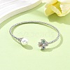 Heart Clover Brass Micro Pave Cubic Zirconia Cuff Bangles & Rings Sets for Women SJEW-R002-02P-01-2