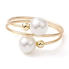 Round Shell Pearl Beaded Cuff Rings for Women RJEW-TA00152-1