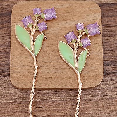 Ancient Style Alloy with Enamel Hair Stick Findings PW-WGE2409-06-1
