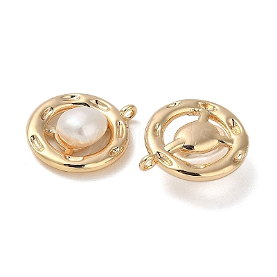 Brass Pave Natural Freshwater Pearl Pendants KK-U045-17G-1
