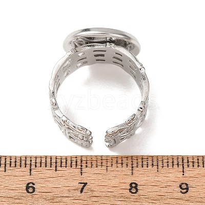 Woven Bezel 304 Stainless Steel Cuff Ring Components SA-CBAD8FA-01P-04-1
