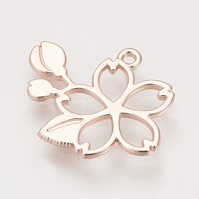 Rack Plating Alloy Open Back Bezel Pendants PALLOY-R099-30RG-FF-1