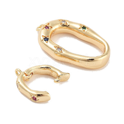 Brass Micro Pave Colorful Cubic Zirconia Interlocking Clasps KK-C051-50G-1