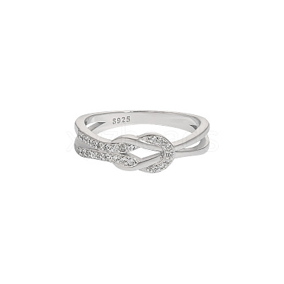 Knot 925 Sterling Silver Micro Pave Clear Cubic Zirconia Finger Rings for Women FS-WG39CEA-01-1