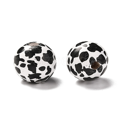 Printed Wood European Beads LS-X-WOOD-F011-06-1