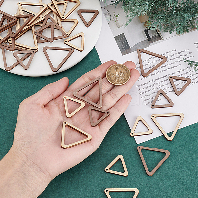 2 Sets Unfinished Wood Triangle Pendants DIY-PH0028-88-1