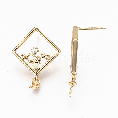 Brass Micro Pave Cubic Zirconia Stud Earring Findings KK-R117-057-NF-1