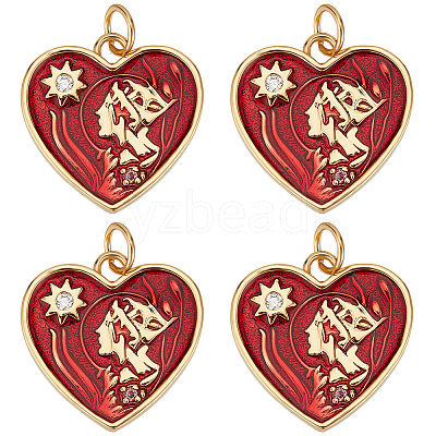 6Pcs Rack Plating Brass Micro Pave Cubic Zirconia Pendants KK-BBC0010-99-1