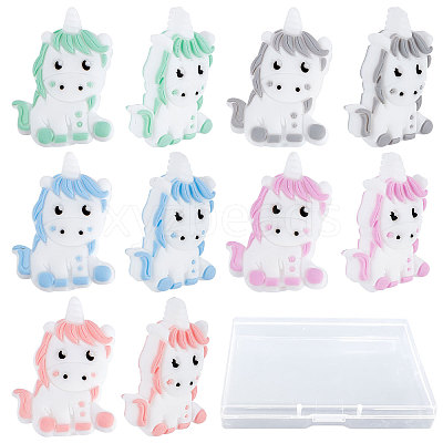 10Pcs 5 Colors Silicone Beads SIL-SC0001-13-1