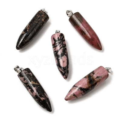 Natural Rhodonite Pointed Pendants G-F820-12H-1