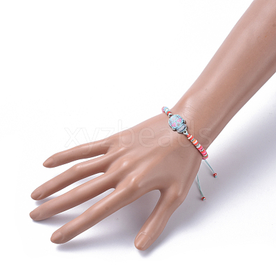 Adjustable Nylon Thread Braided Bead Bracelets BJEW-JB05192-M-1