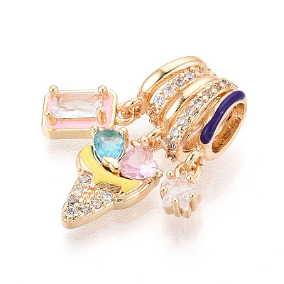 Brass Micro Pave Cubic Zirconia Pendants KK-T072-40G-1