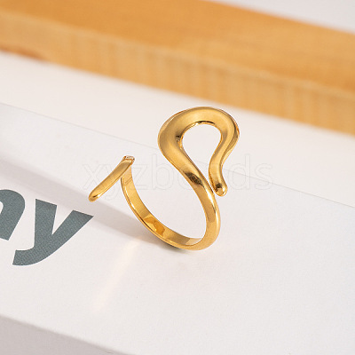 304 Stainless Steel Open Cuff Rings for Women RJEW-Z103-01G-01-1