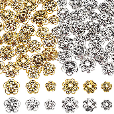 360Pcs 12 Style Tibetan Style Alloy Bead Caps FIND-PH0006-57-1