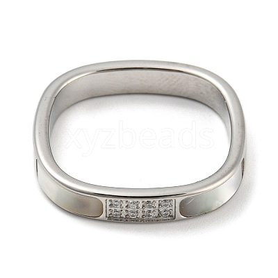 304 Stainless Steel Rectangle Finger Ring RJEW-C059-01P-1