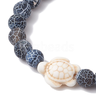 Dyed Natural Weathered Agate Round Beads Stretch Bracelets BJEW-JB11078-03-1
