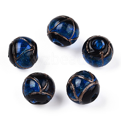 Handmade Gold Sand Lampwork Beads LAMP-T019-10mm-06-1