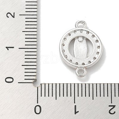 Rack Plating Brass Micro Pave Clear Cubic Zirconia Religion Virgin Mary Connector Charms KK-L224-094P-01-1