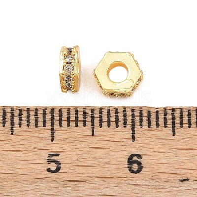 Brass Micro Pave Clear Cubic Zirconia European Beads KK-C142-11A-G-1