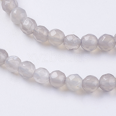 Natural Grey Agate Beads Strands X-G-G580-4mm-08-1
