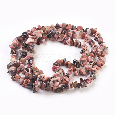 Natural Rhodonite Chip Bead Strands G-M205-24-1