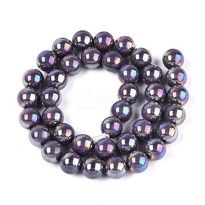 Electroplate Opaque Glass Beads Strands LS-GLAA-T032-P10mm-AB15-1