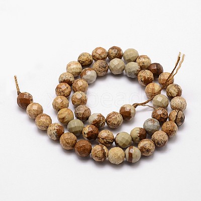 Natural Picture Jasper Beads Strands G-G736-27-6mm-1