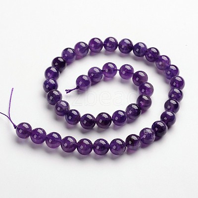 Round Natural Amethyst Gemstone Bead Strands G-J333-01-12mm-1