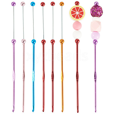 6Pcs 5 Colors DIY Alloy Beadable Crochet Hooks AJEW-TA0003-51-1
