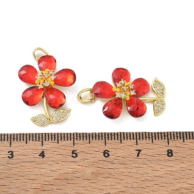 Brass Micro Pave Red Cubic Zirconia Pendants CU-CBA8C34-03G-1