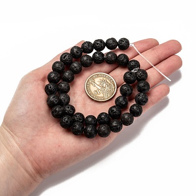 Natural Lava Rock Round Bead Strands X-G-M169-10mm-03-1