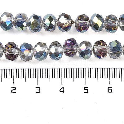 Half Rainbow Plated Faceted Rondelle Glass Beads Strands GLAA-A024E-HR01-1