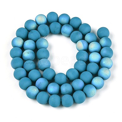 Frosted Opaque Glass Beads Strands GLAA-T032-P8mm-MBB13A-1