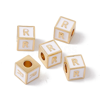 Rack Plating Brass Enamel Beads KK-B060-04G-04R-1
