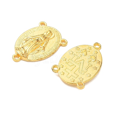 Holy Oval Carved Virgin Mary Tibetan Style Alloy Chandelier Component Links TIBEP-LF0961YKG-G-LF-1