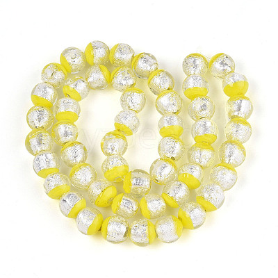 Luminous Handmade Lampwork Silver Foil Beads Strand FOIL-N029-03B-1