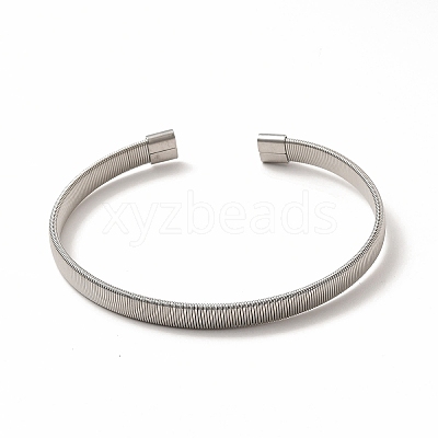 Non-Tarnish 304 Stainless Steel Flat Snake Chains Shape Open Cuff Bangle for Women BJEW-C033-03P-1