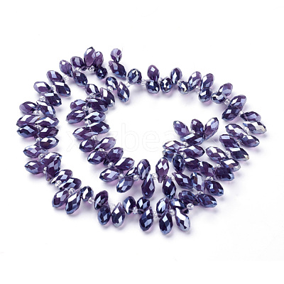 Electroplate Glass Faceted Teardrop Beads Strands EGLA-D014-11-1