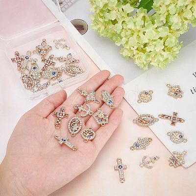 Alloy Rhinestone Links Connectors ALRI-SC0001-09LG-1