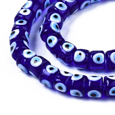 Handmade Evil Eye Lampwork Beads Strands LAMP-WH0006-05B-1