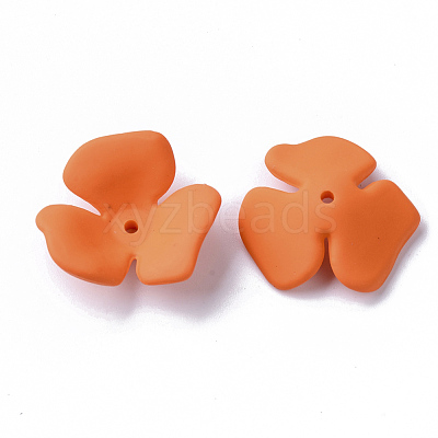 3-Petal Spray Painted Acrylic Bead Caps MACR-N007-01B-1