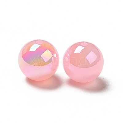 UV Plating Opaque Rainbow Iridescent Acrylic Beads SACR-A001-03D-1