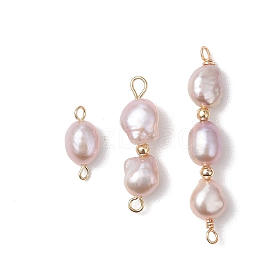 Natural Pearl Potato Beaded Connector Charms PALLOY-JF04902-1