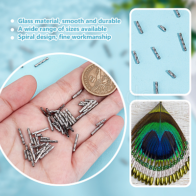 2000Pcs 4 Styles Glass Twisted Bugle Beads SEED-GO0001-09C-1