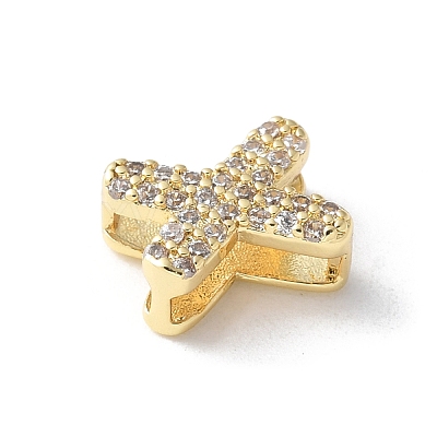 Brass Micro Pave Clear Cubic Zirconia Initial Multi-strand Links KK-S520-01G-22-1
