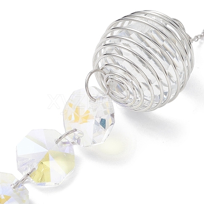 Glass Round & Octagonal Beads Hanging Suncatchers HJEW-JM04617-02-1