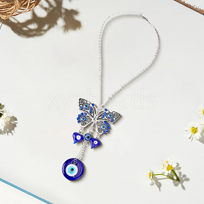 Handmade Lampwork Turkish Evil Eyes Pendant Decorations HJEW-GF0001-74-1