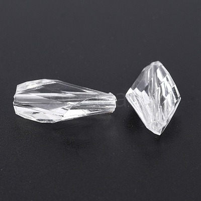 Transparent Clear Acrylic Faceted Teardrop Beads X-TACR-S078-01-1