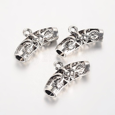 Tibetan Style Hollow Alloy Tube Bails X-TIBE-K022-03-1